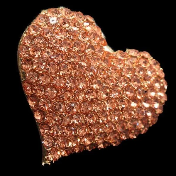 Betsey Johnson Heart Champagne Crystals Brooch Pin