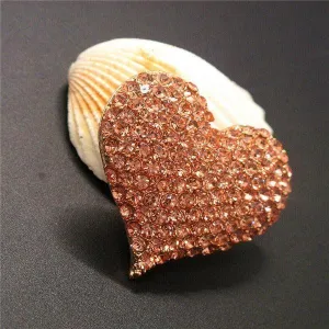Betsey Johnson Heart Champagne Crystals Brooch Pin