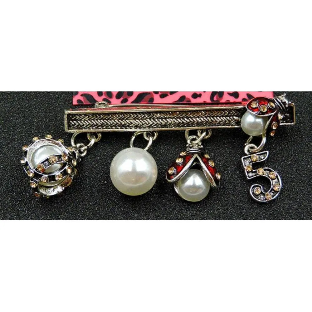 Betsey Johnson Lady Bug #5 Faux Pearl Brooch Pin