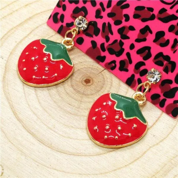 Betsey Johnson Strawberry Rhinestone Earrings