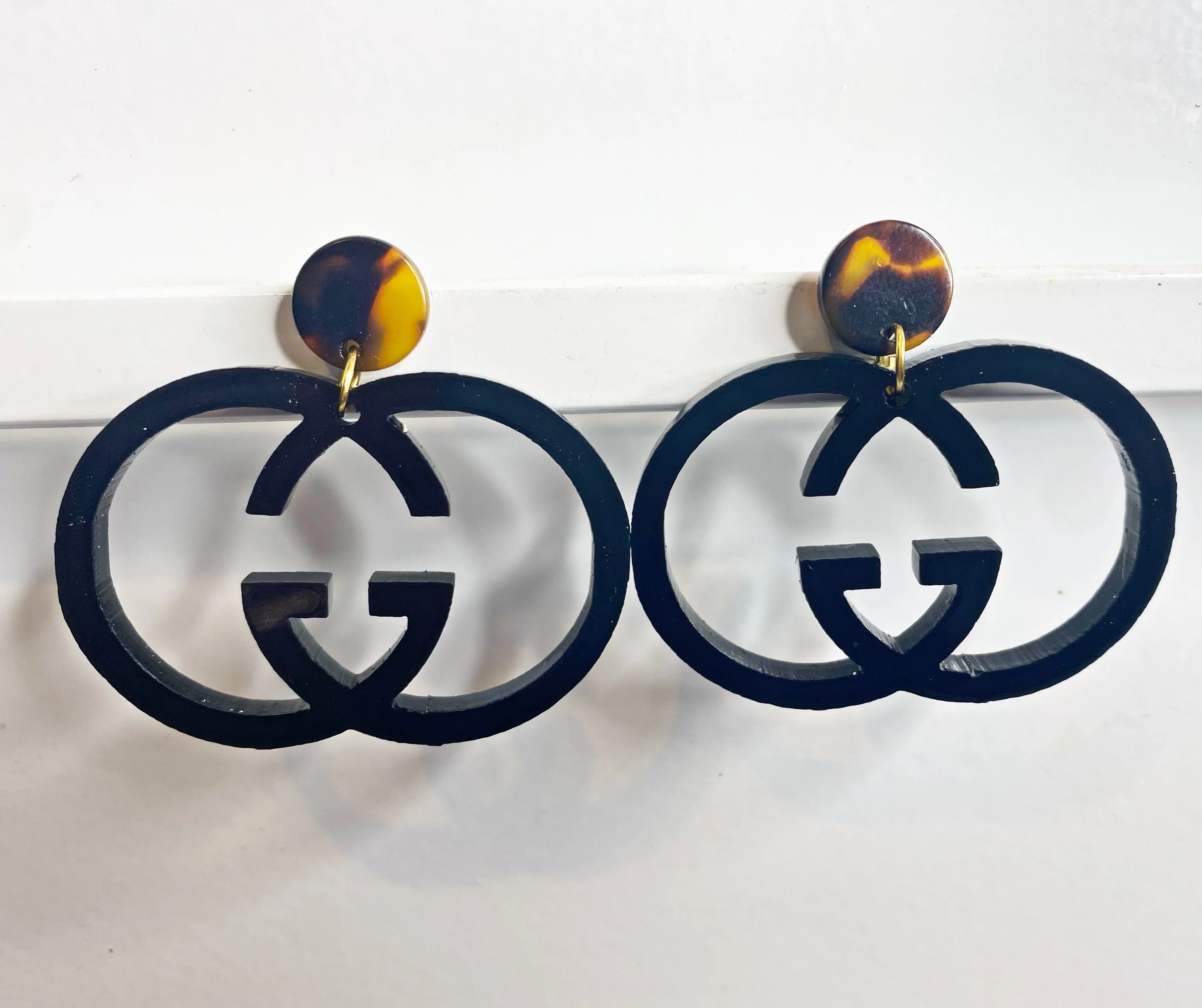 Black Acrylic Designer Inspired Earrings