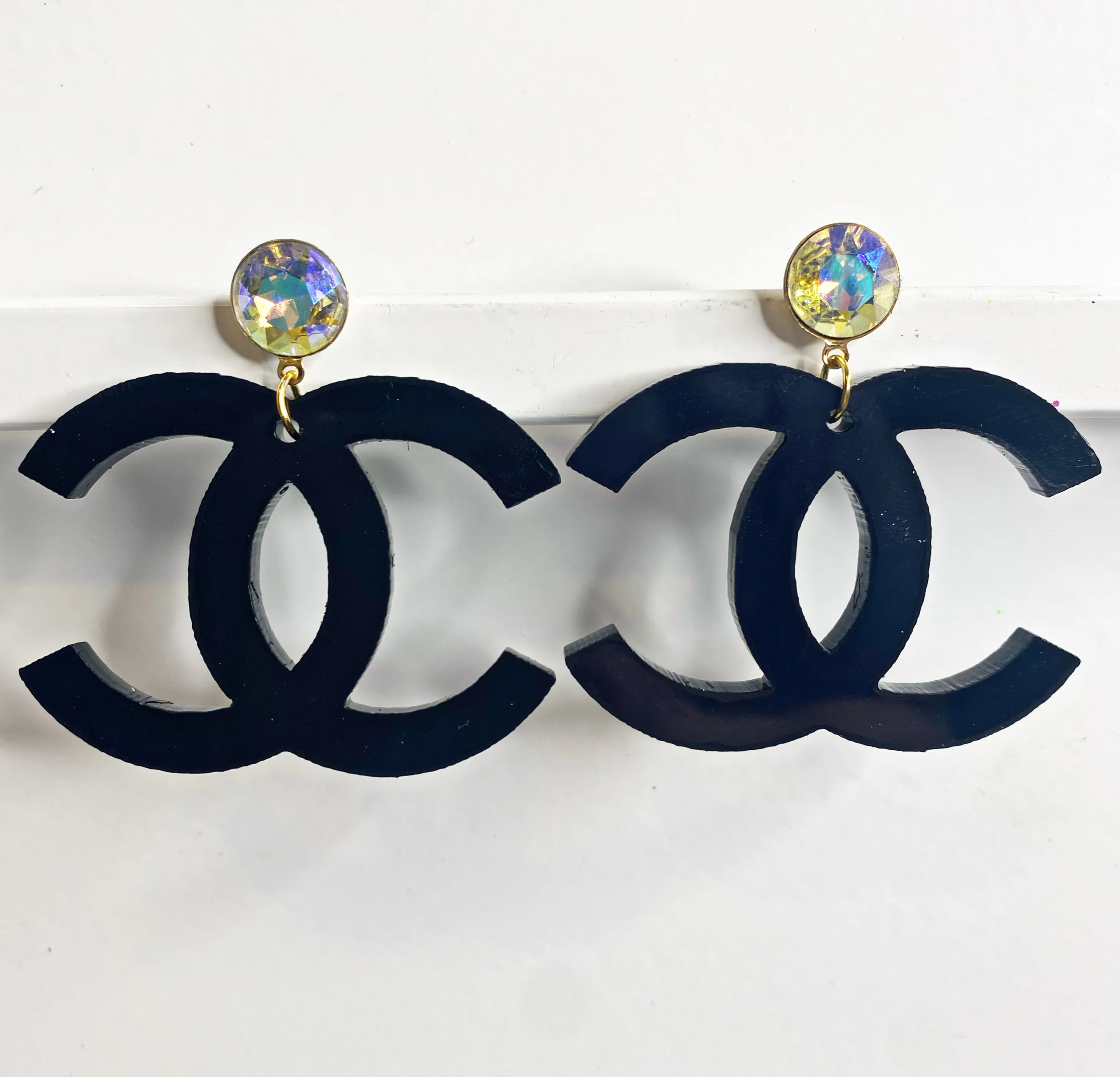 Black Acrylic Designer Inspired Earrings