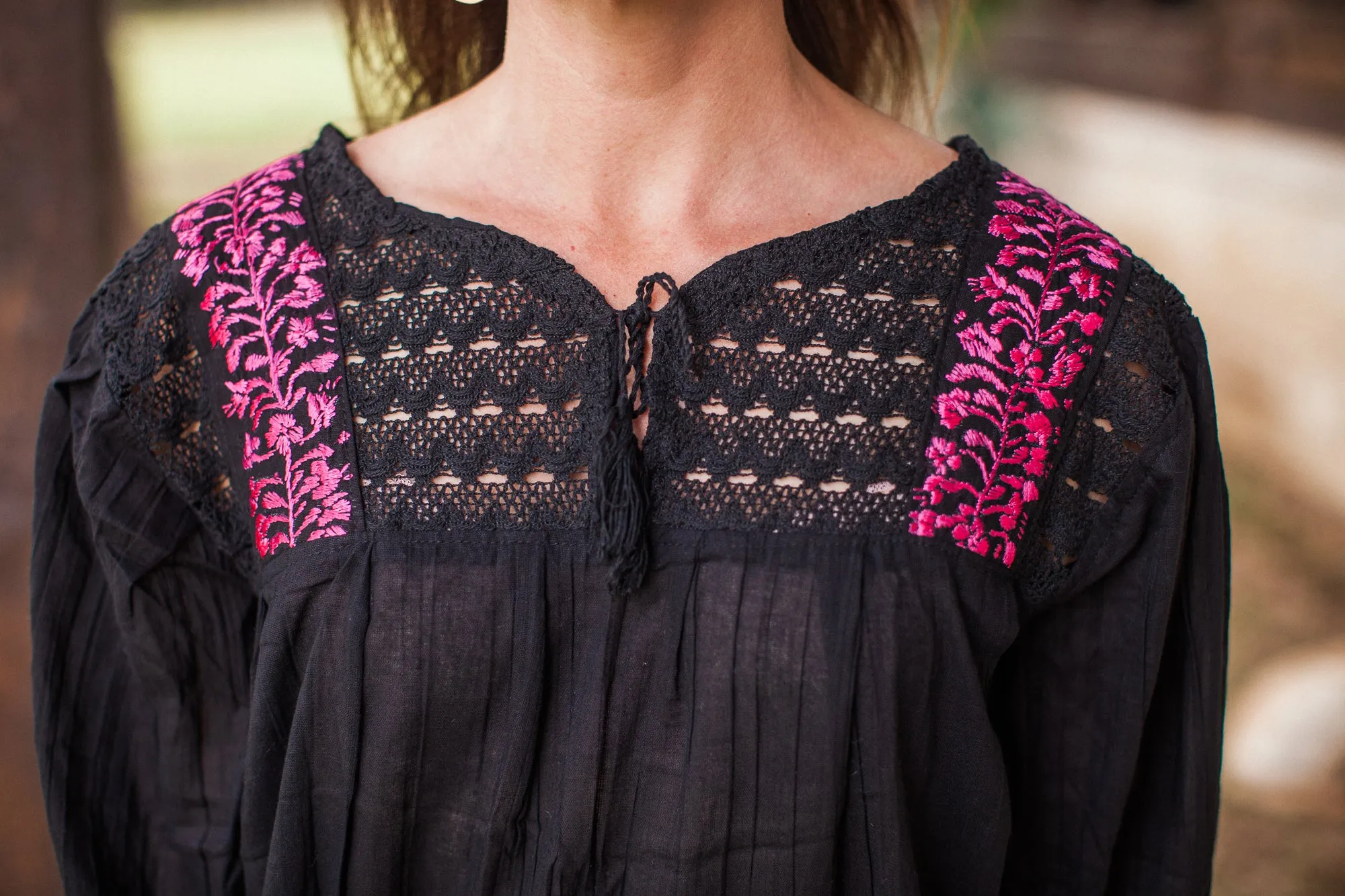 Black and Magenta Franco Blouse