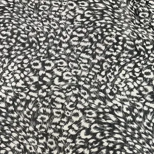 Black and White Wispy Print Crinkled Chiffon Fabric