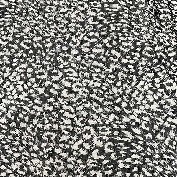 Black and White Wispy Print Crinkled Chiffon Fabric