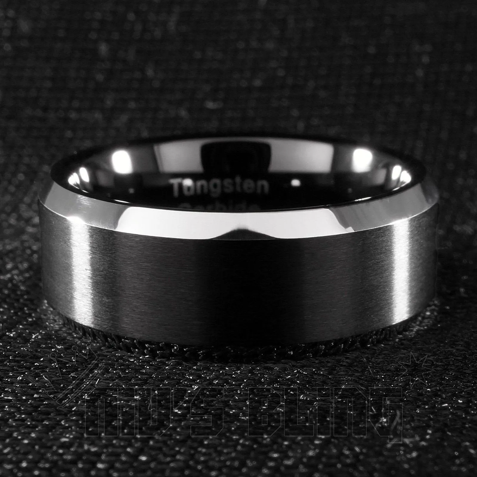 Black Brushed Stripe Tungsten Carbide Ring 8MM