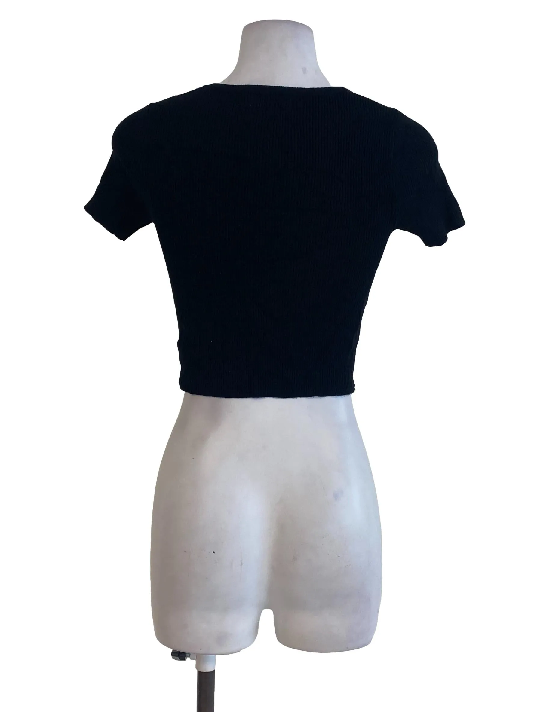 Black Button Down Knitted Top