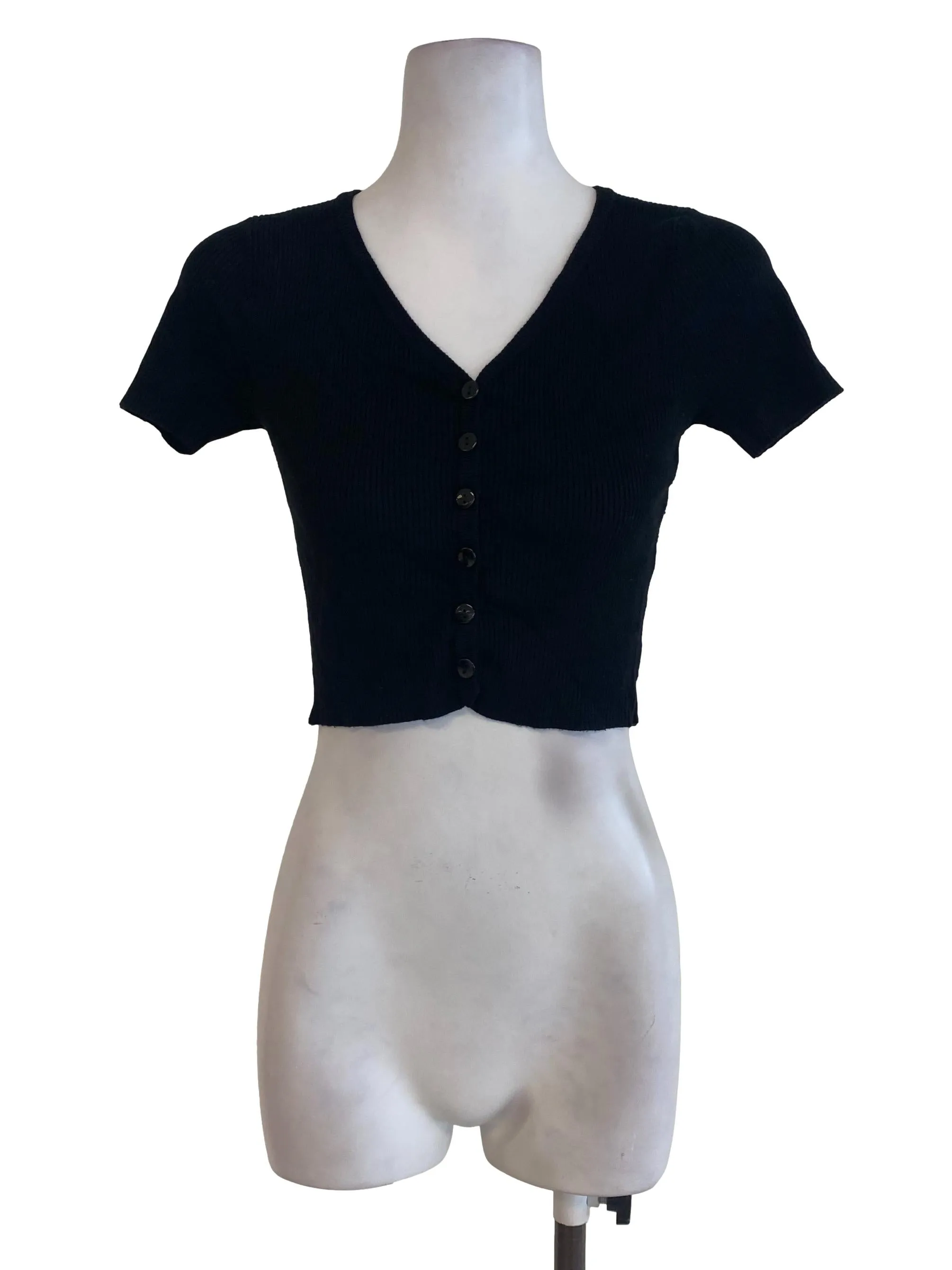 Black Button Down Knitted Top