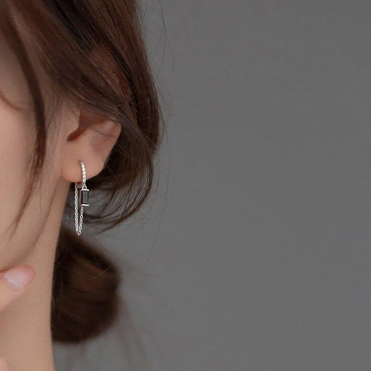 Black Diamond Hoop Earrings