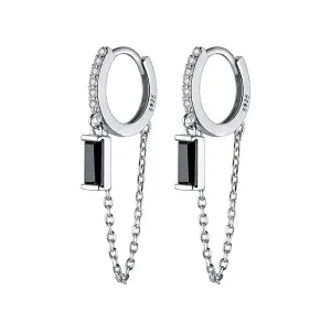 Black Diamond Hoop Earrings