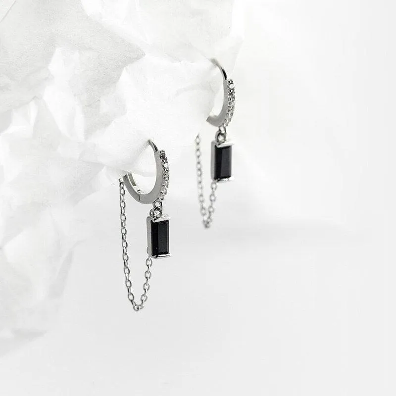 Black Diamond Hoop Earrings