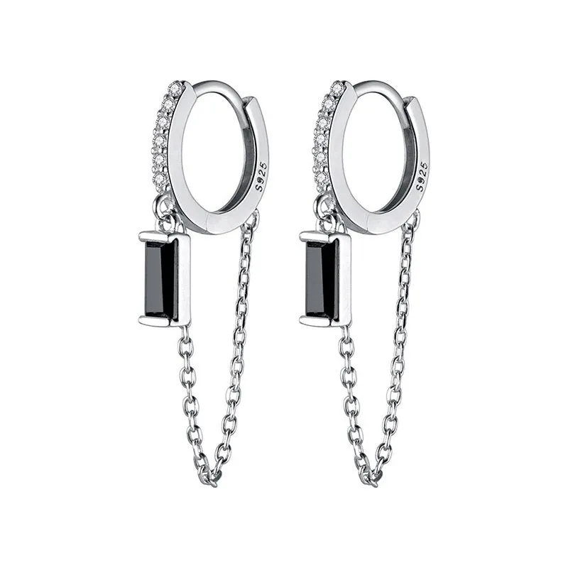 Black Diamond Hoop Earrings