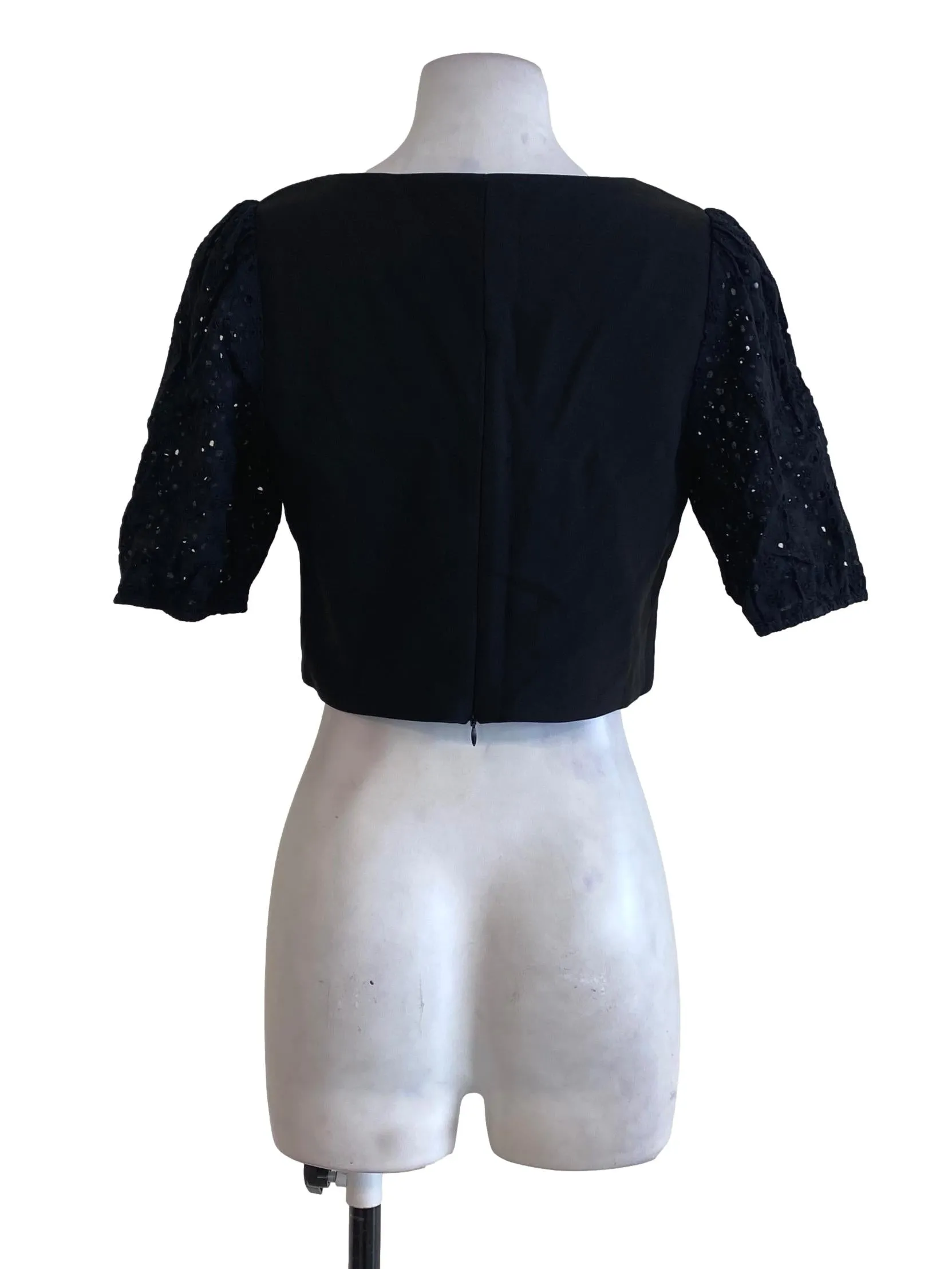 Black Floral Sleeve Top