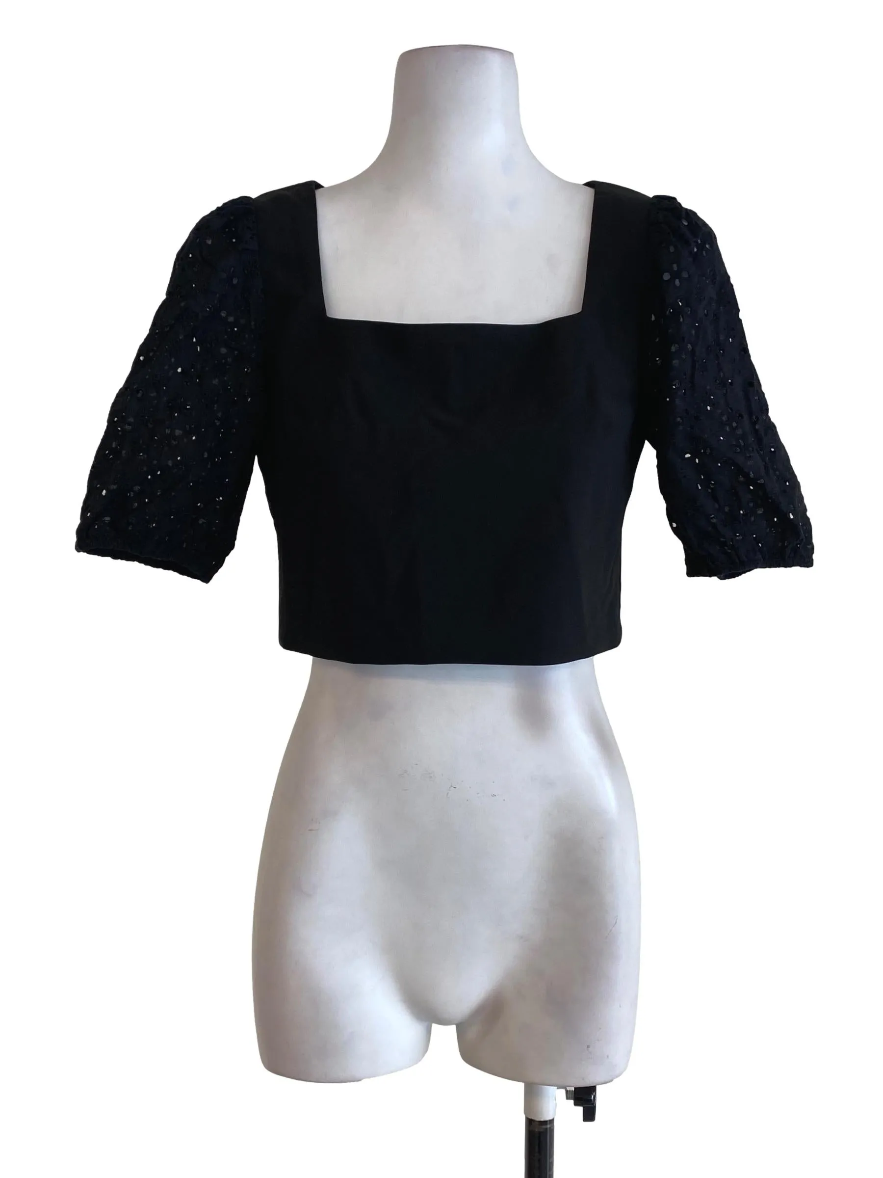 Black Floral Sleeve Top