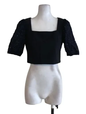 Black Floral Sleeve Top