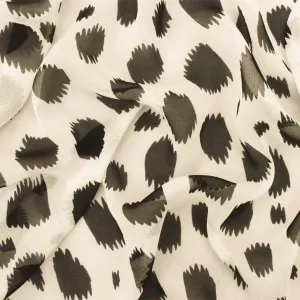 Black-Ivory Famous Designer Silk Spots Printed Chiffon Fabric