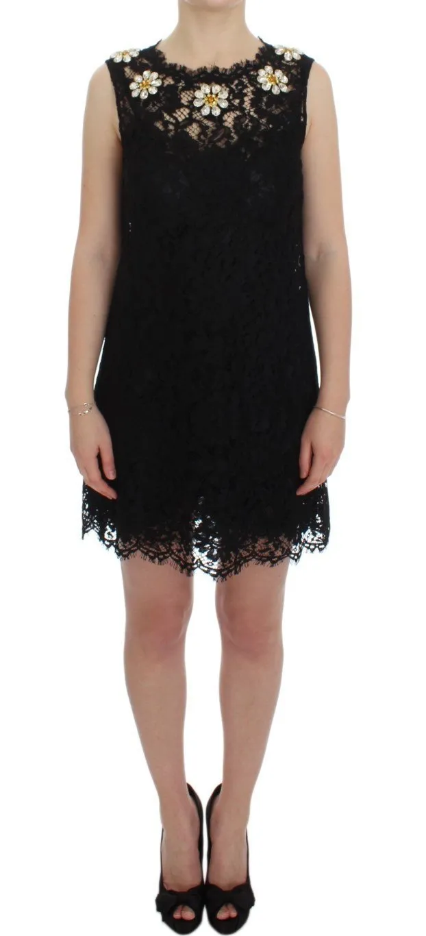Black Lace Shift Sicily Crystal Dress