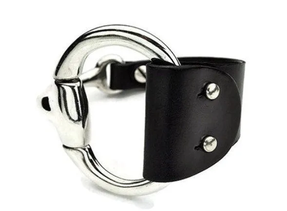 BLACK leather cuff Snaffle Bit bracelet |  snaffle bit cuff | cuff bracelet |