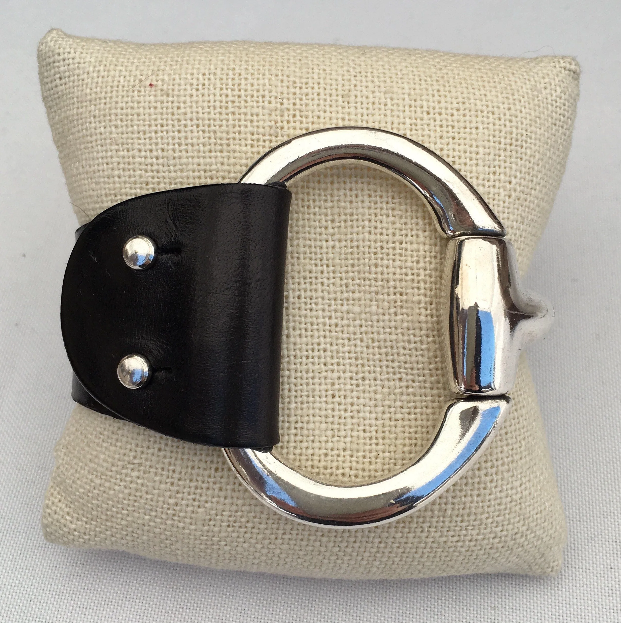 BLACK leather cuff Snaffle Bit bracelet |  snaffle bit cuff | cuff bracelet |