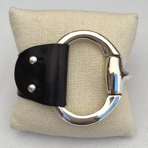 BLACK leather cuff Snaffle Bit bracelet |  snaffle bit cuff | cuff bracelet |