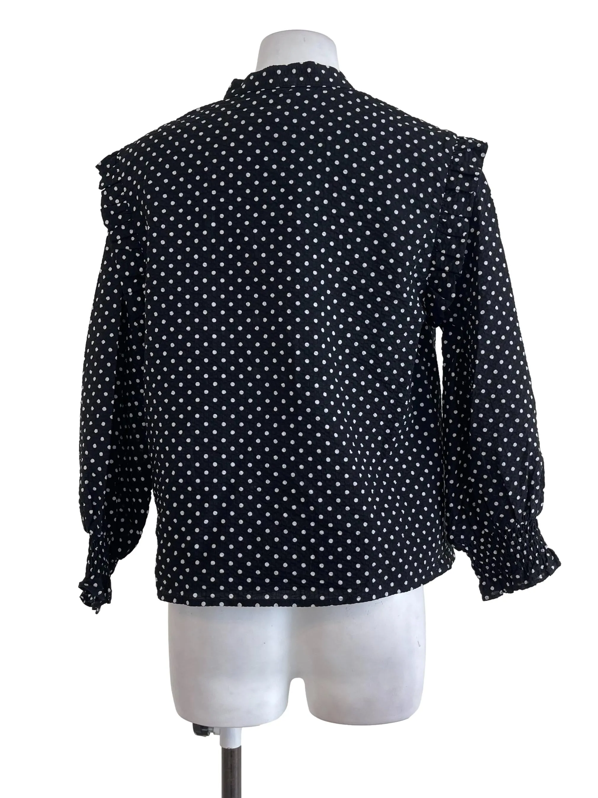 Black Polkadot Buttoned Blouse