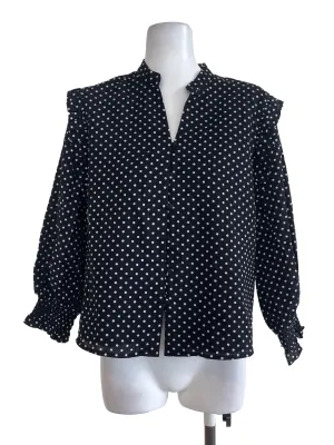 Black Polkadot Buttoned Blouse