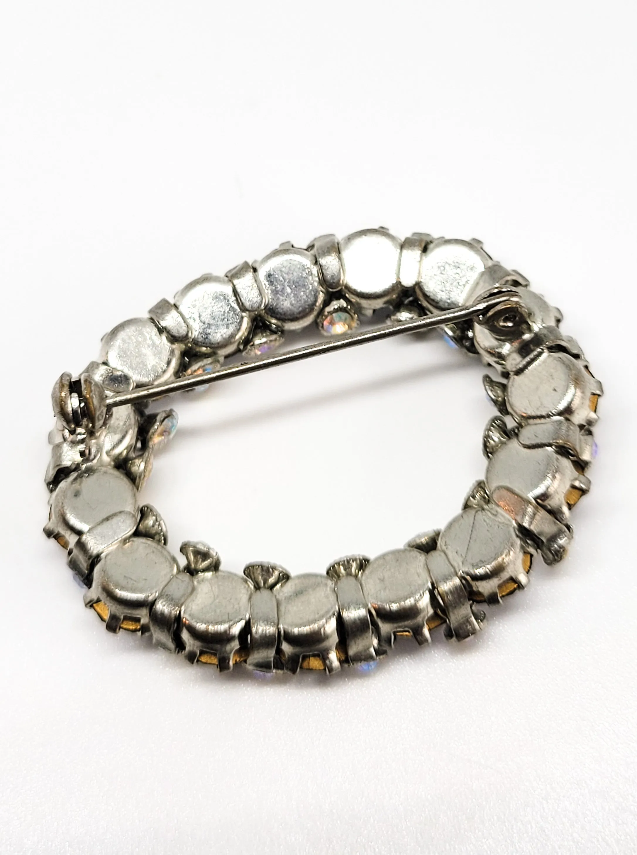 Black rainbow aurora borealis infinity vintage circle brooch pin