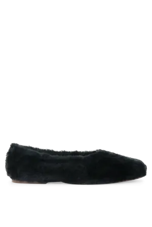 Black Shearling Ballet Flats
