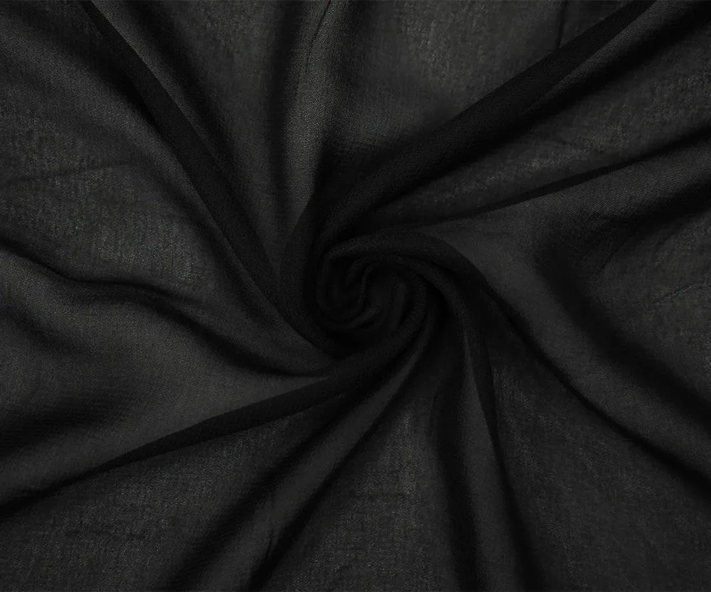 Black Solid Rayon Chiffon Woven Fabric