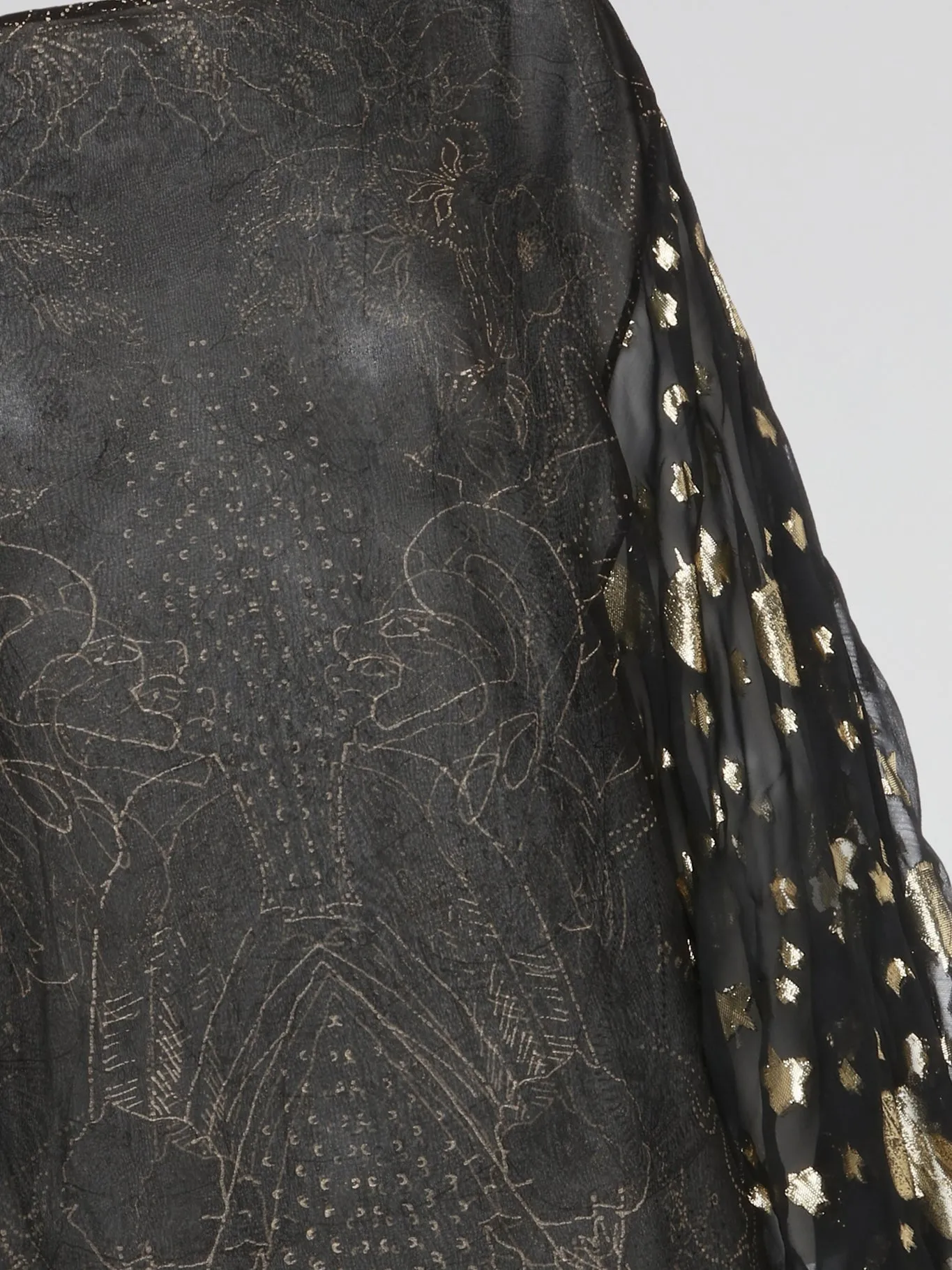 Black Star Print Chiffon Top