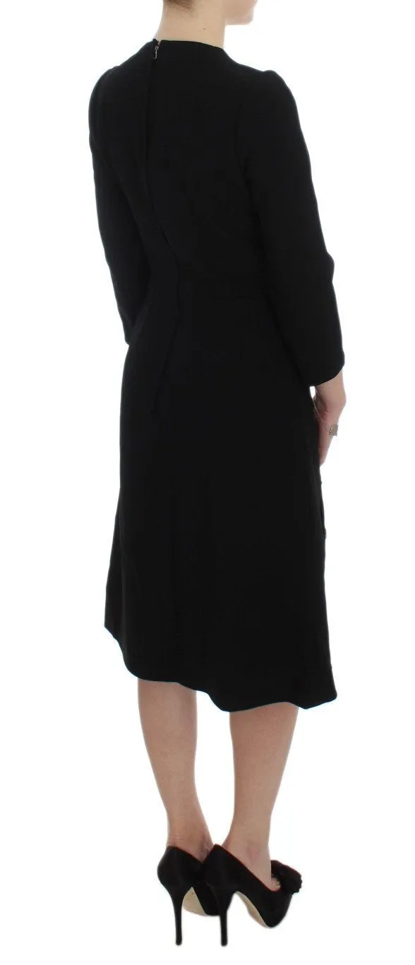 Black Stretch A-Line Shift Crystal Dress