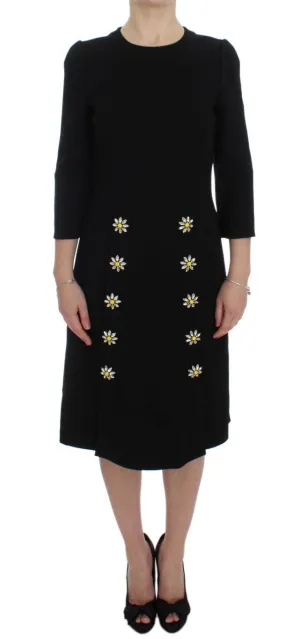 Black Stretch A-Line Shift Crystal Dress