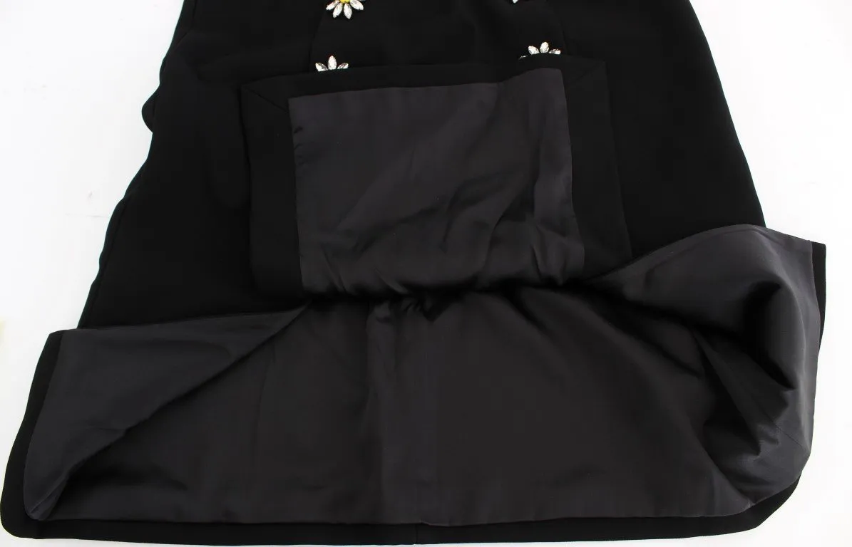 Black Stretch A-Line Shift Crystal Dress