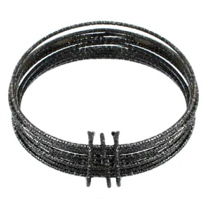 Black Thin Multi Line Bangle Bracelets