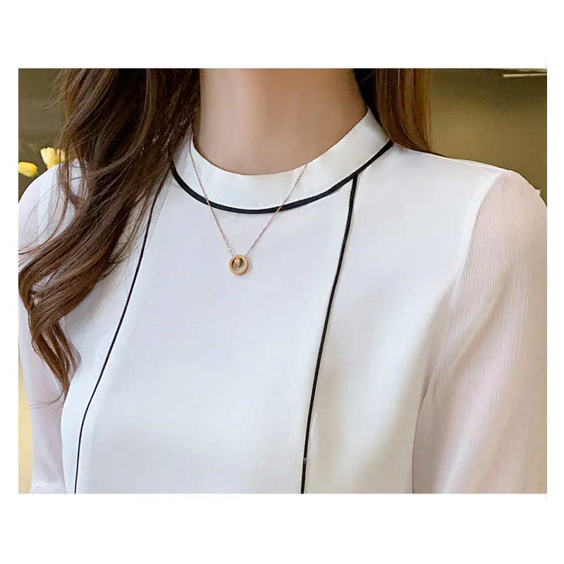 Blue Chiffon Blouse Shirt