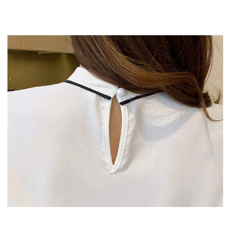 Blue Chiffon Blouse Shirt