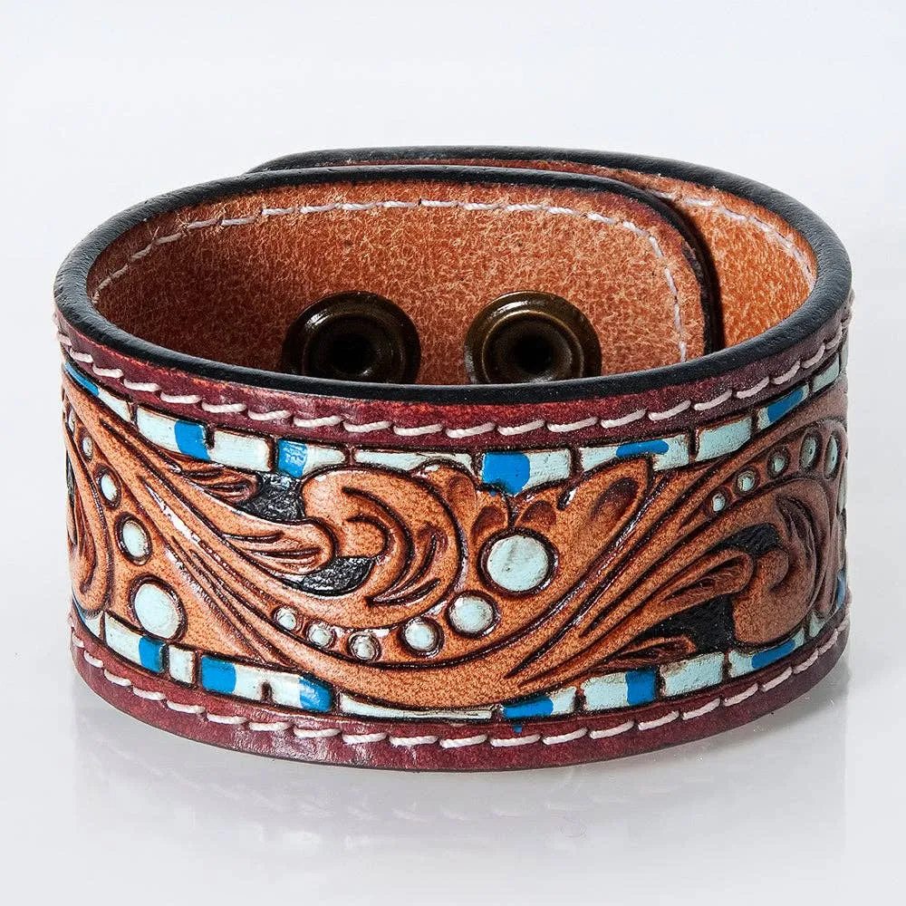 Blue Clear Sky Leather Cuff