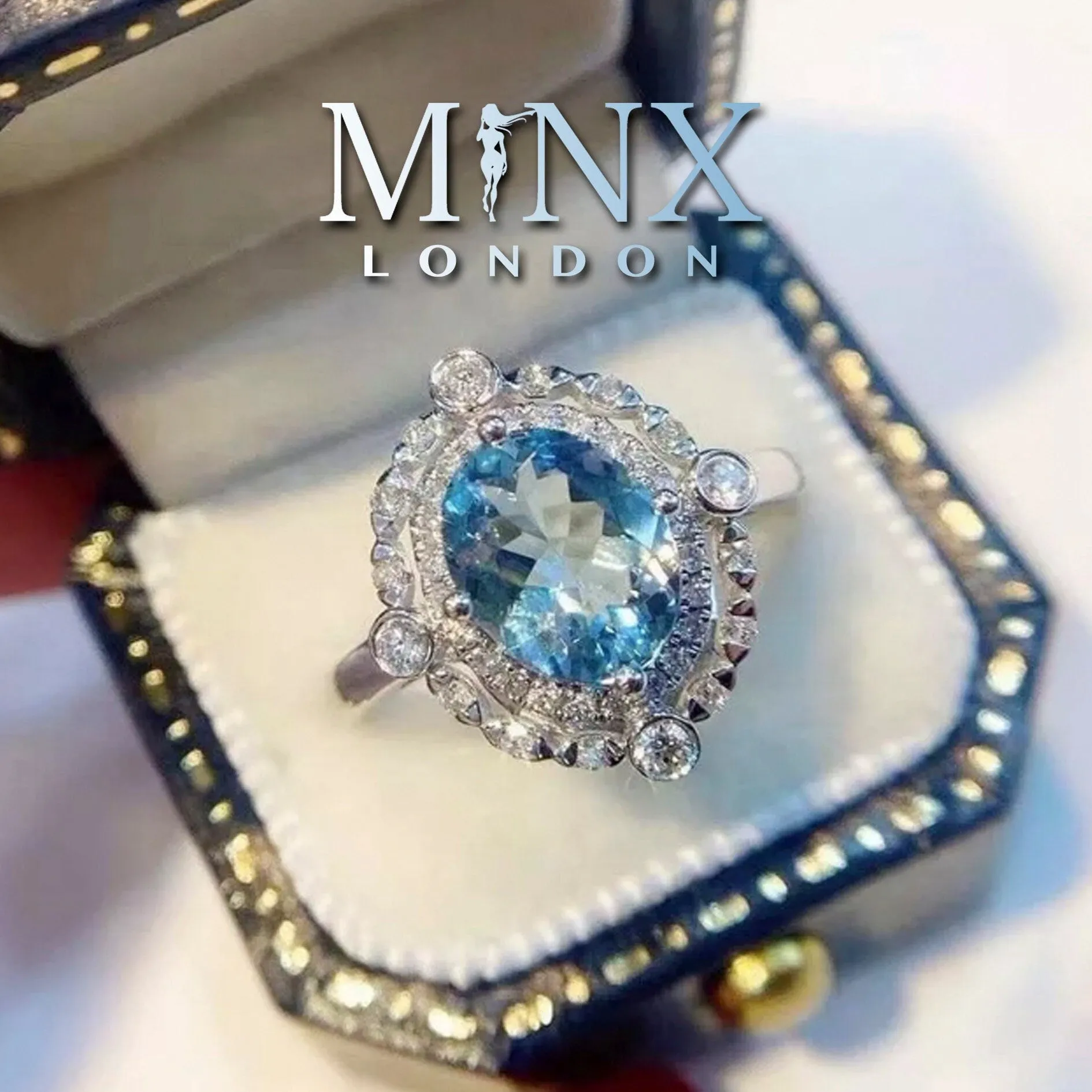 Blue Diamond Engagement Ring | Oval Wedding Ring | Wedding Ring | Blue Wedding Ring | Halo Ring | Beautiful engagement ring | Wedding Ring