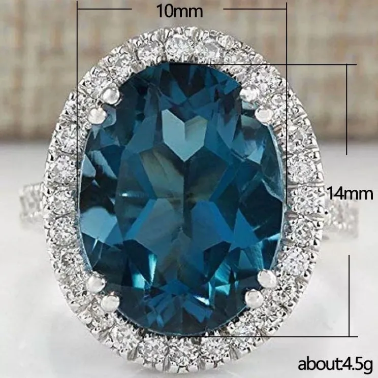 Blue Diamond Engagement Ring | Oval Wedding Ring | Wedding Ring | Blue Wedding Ring | Halo Ring | Sapphire Blue Diamond Ring | Diana Ring