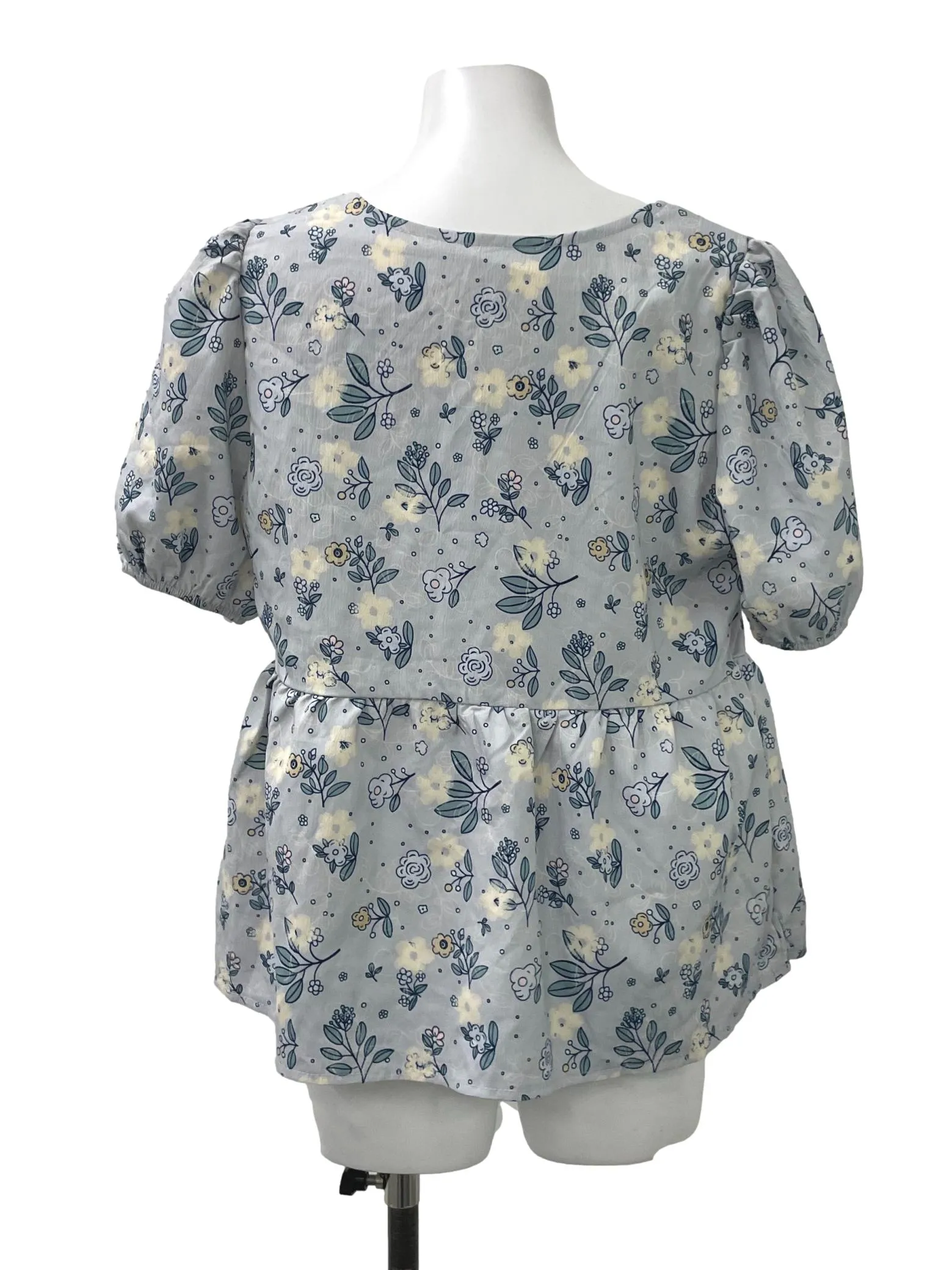 Blue Floral Babydoll Top