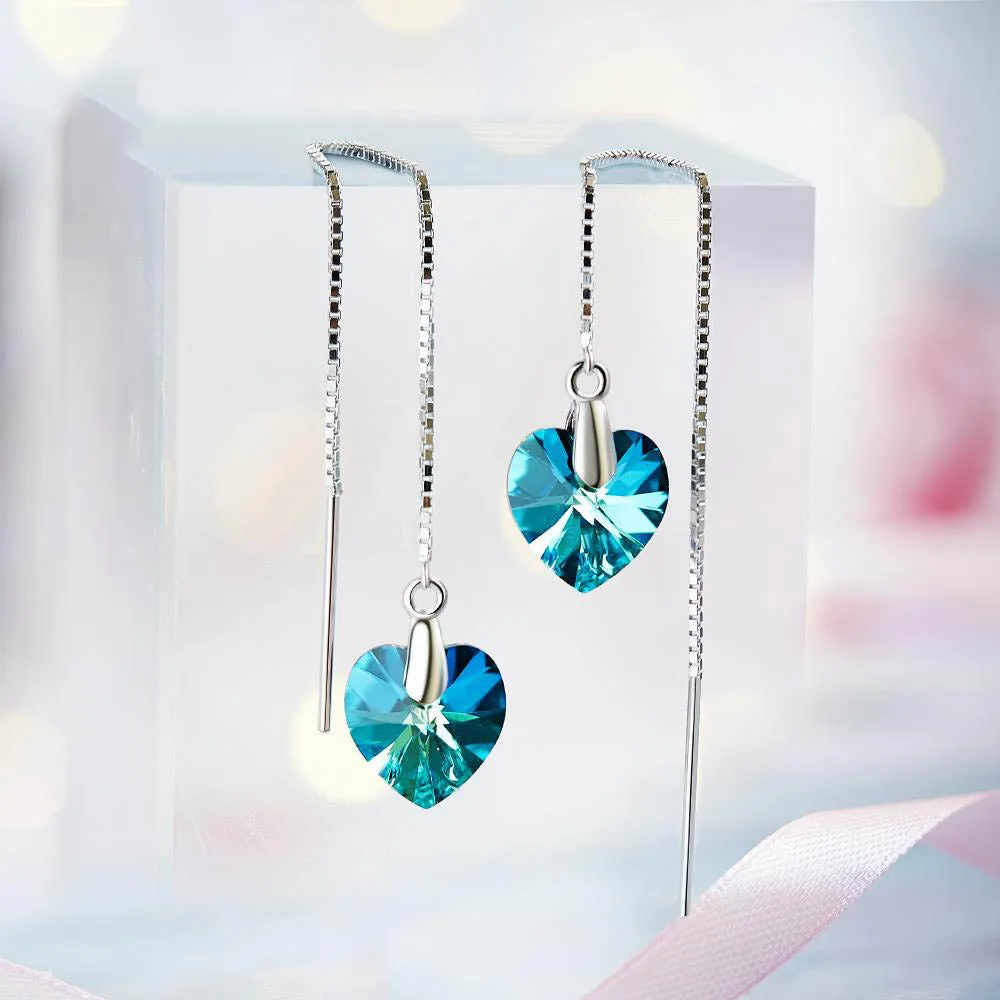 Blue Heart Drop Earrings