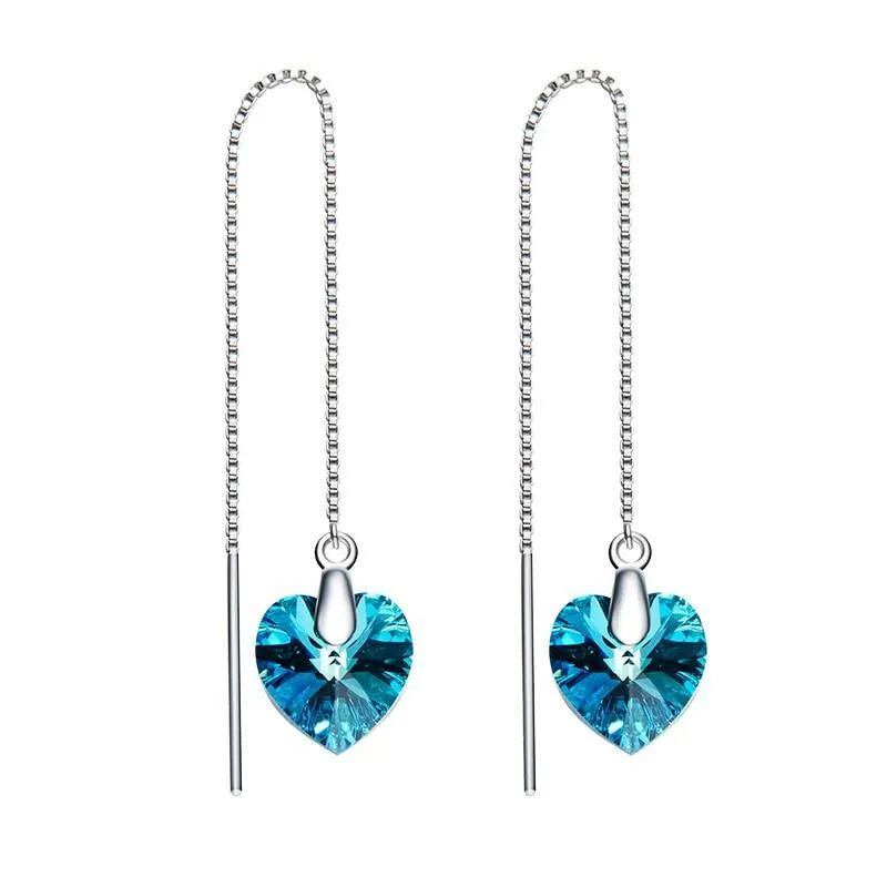 Blue Heart Drop Earrings