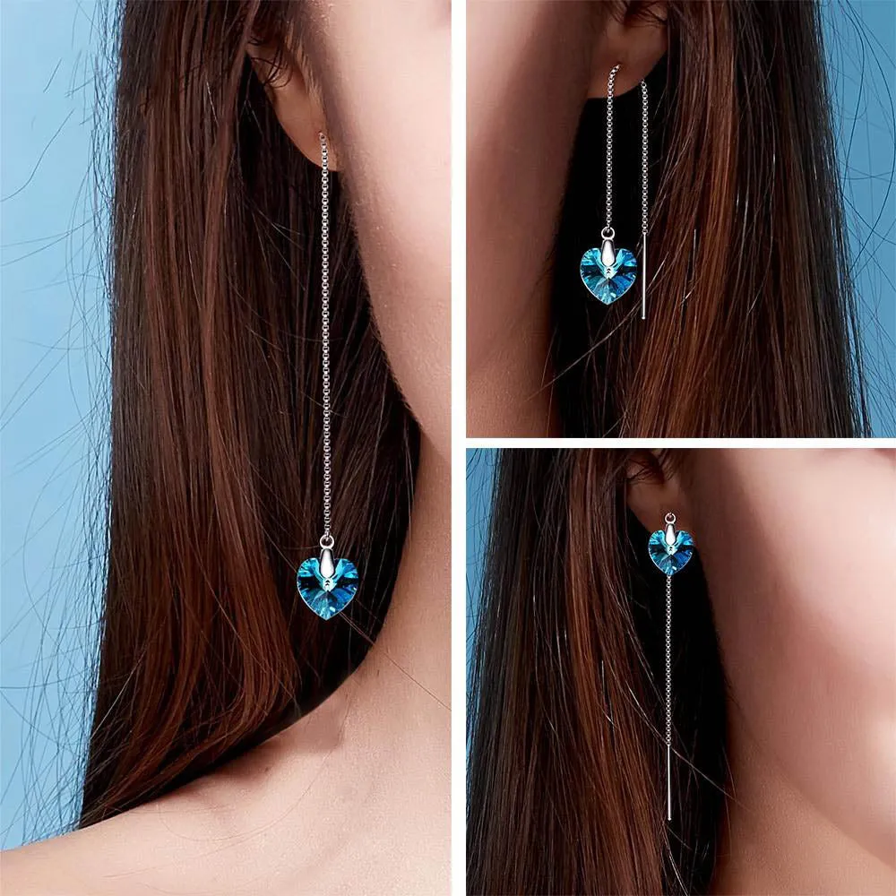 Blue Heart Drop Earrings