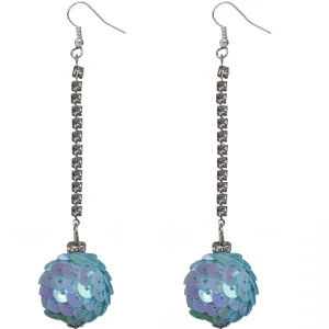 Blue Iridescent Confetti Ball Chain Earrings