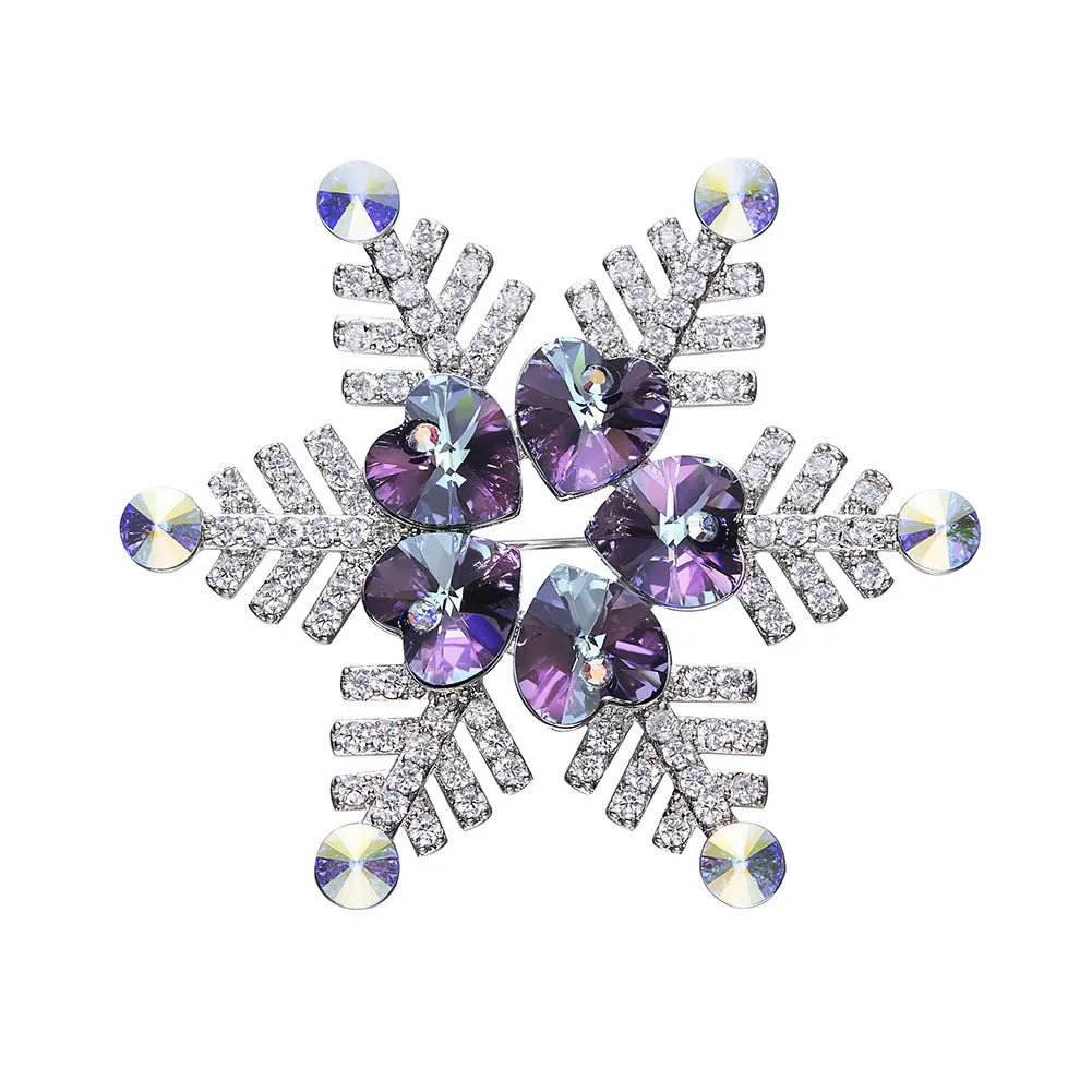 Blue Purple Snowflake Brooches