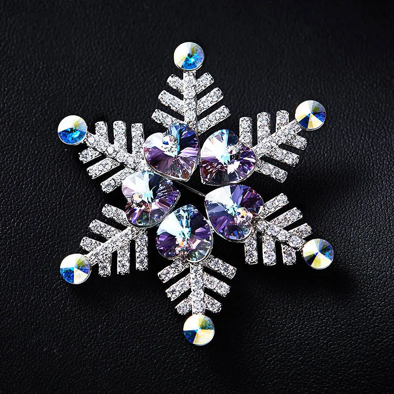 Blue Purple Snowflake Brooches