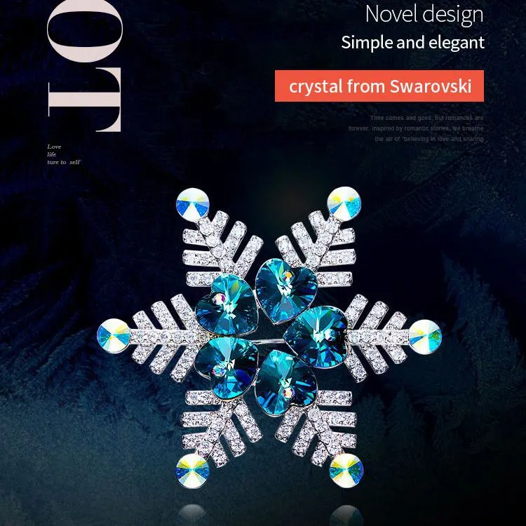 Blue Purple Snowflake Brooches