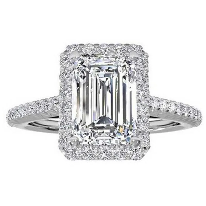 Blue Sapphire Engagement Ring Silver Women promise Jewelry