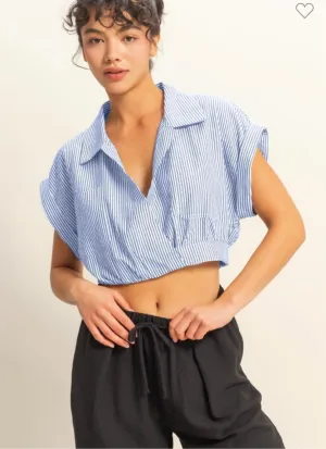 Blue Seersucker Blouse
