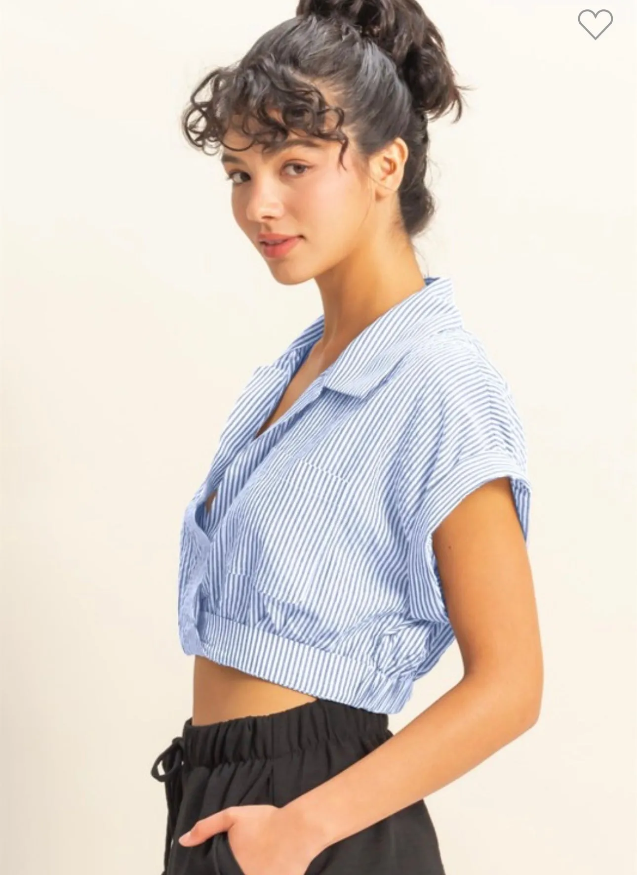 Blue Seersucker Blouse